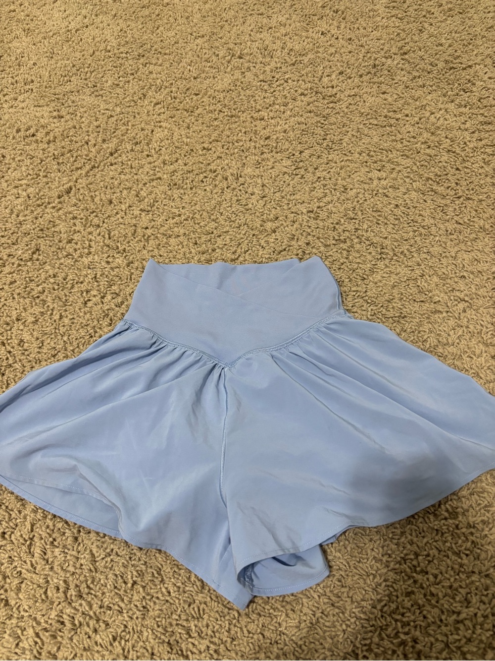 aerie Light Blue High-Waist Flare Athletic Shorts